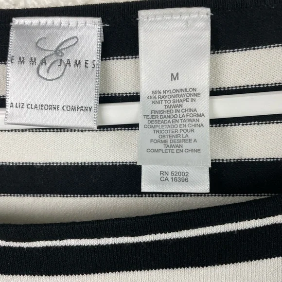 Emma James by Liz Claiborne black and white strip blouse - Picture 4 of 5